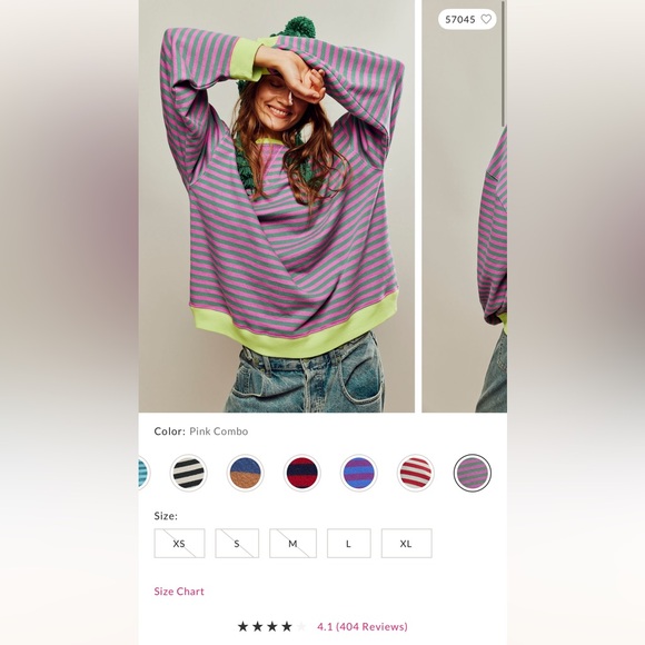 Free People Classic Striped Oversized Crewneck💓💚 - Picture 5 of 5